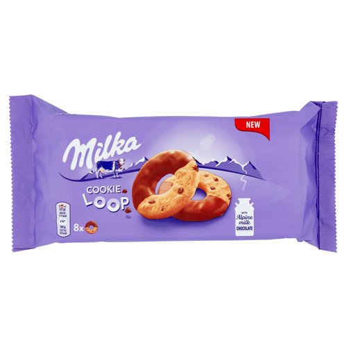Milka Cookie Loop, cookies gocce cioccolato ricoperto cioccolato 176g 