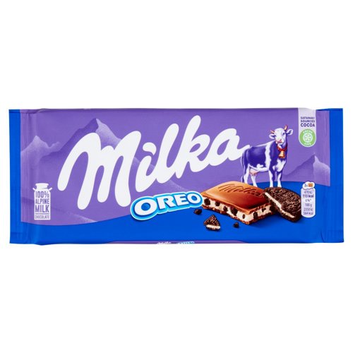 Milka Oreo, tavoletta di cioccolato al latte 100% alpino ripieno di crema Oreo - 100g