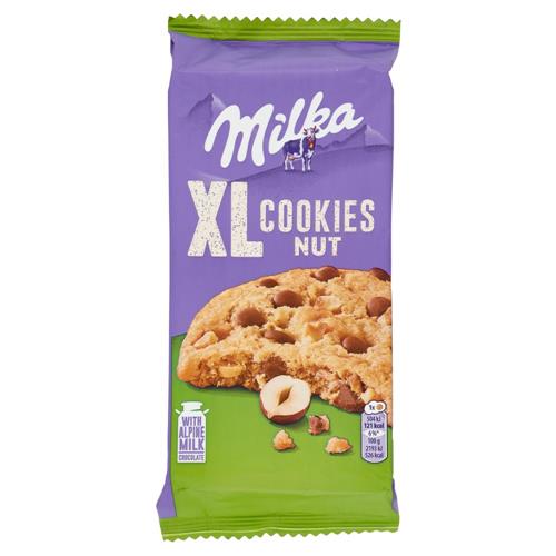 Milka XL Cookies Nut, maxi cookie con cioccolato al latte Milka e nocciole - 184g