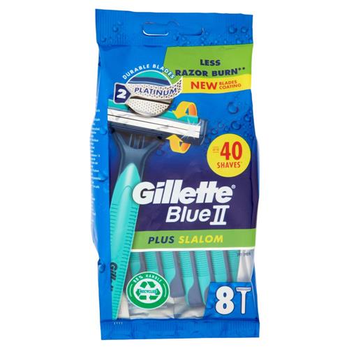 Gillette Blue II Plus Slalom Rasoio da Uomo Usa e Getta a 2 Lame con Testina Oscillante, 8 Rasoi