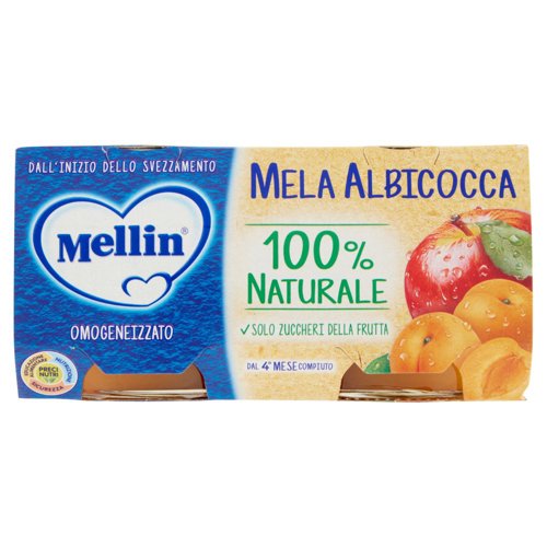 Mellin Mela Albicocca 100% Naturale Omogeneizzato 2 x 100 g