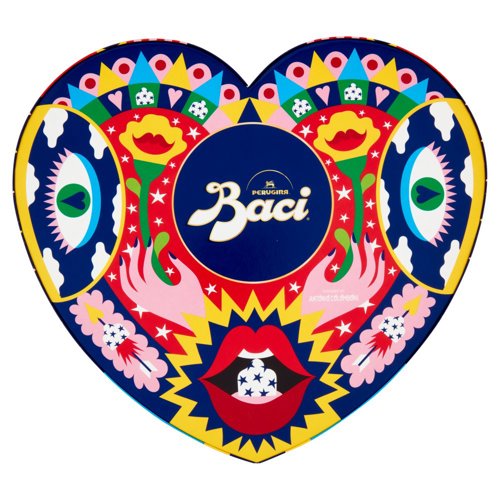 BACI PERUGINA Cioccolatini Fondenti ripieni al Gianduia Scatola Maxi Cuore Design San Valentino 150g