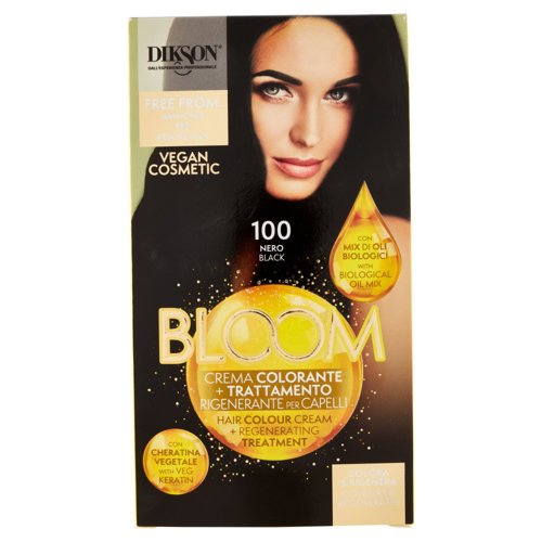 Dikson Bloom Crema Colorante + Trattamento Rigenerante per Capelli 100 Nero