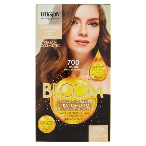 Dikson Bloom Crema Colorante + Trattamento Rigenerante per Capelli 700 Biondo