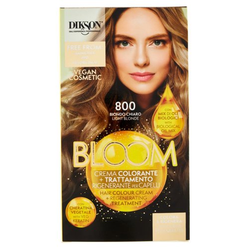 Dikson Bloom Crema Colorante + Trattamento Rigenerante per Capelli 800 Biondo Chiaro