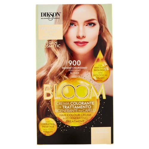 Dikson Bloom Crema Colorante + Trattamento Rigenerante per Capelli 900 Biondo Chiarissimo