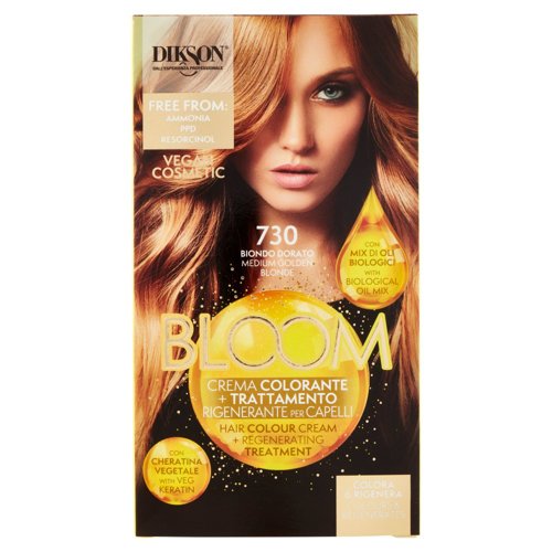 Dikson Bloom Crema Colorante + Trattamento Rigenerante per Capelli 730 Biondo Dorato