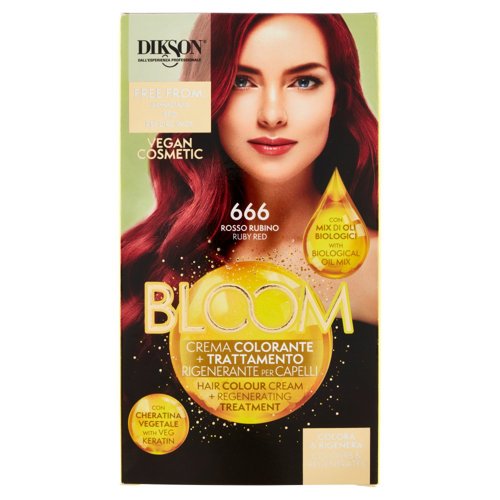 Dikson Bloom Crema Colorante + Trattamento Rigenerante per Capelli 666 Rosso Rubino