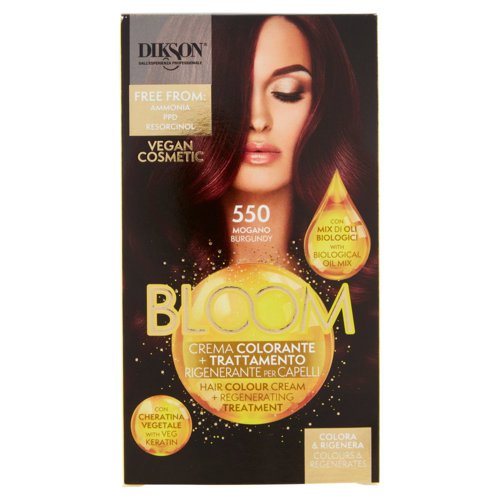 Dikson Bloom Crema Colorante + Trattamento Rigenerante per Capelli 550 Mogano Burgundy