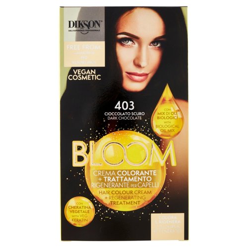 Dikson Bloom Crema Colorante + Trattamento Rigenerante per Capelli  403 Cioccolato Scuro