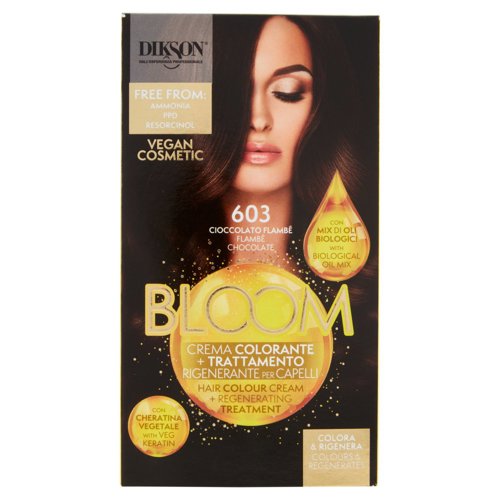 Dikson Bloom Crema Colorante + Trattamento Rigenerante per Capelli 603 Cioccolato Flambé