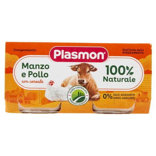 Plasmon Omogeneizzato Manzo e Pollo con cereale 2 x 80 g