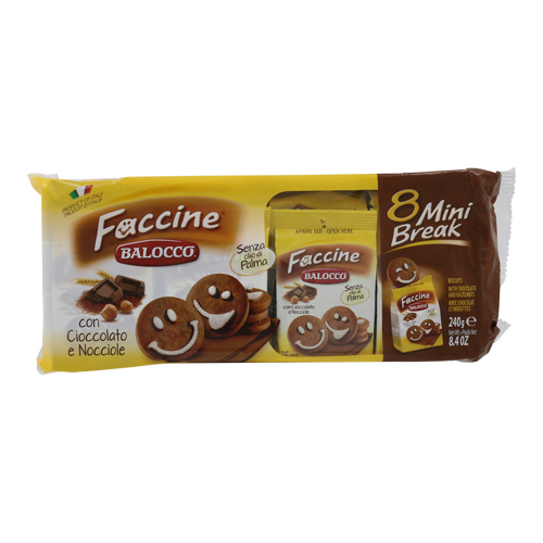 Balocco Faccine Biscotti Cioccolato E Nocciole Monoporzioni 8X Gr 30