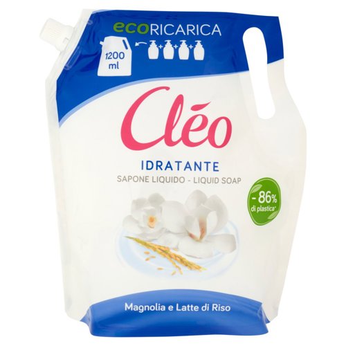 Cléo Idratante Sapone Liquido Magnolia e Latte di Riso Ecoricarica 1200 ml