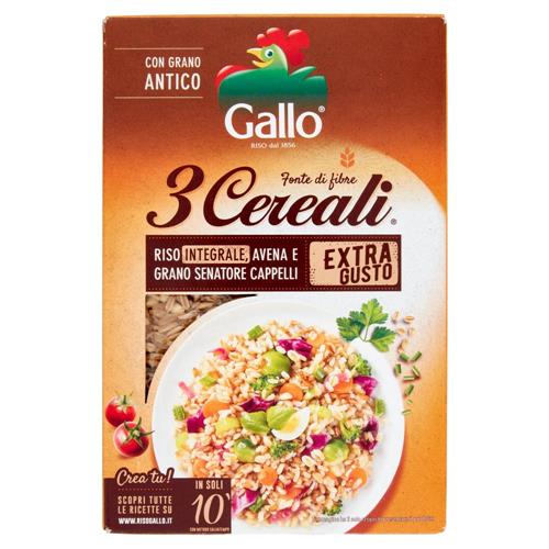 Gallo 3 Cereali Riso Integrale, Avena e Grano Senatore Cappelli Extra Gusto 400 g