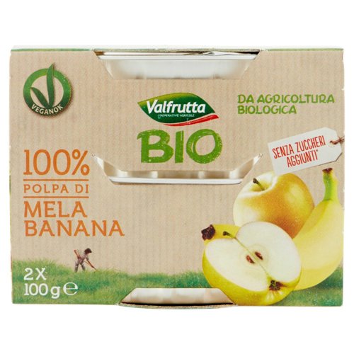 Valfrutta Bio 100% Polpa di Mela Banana 2 x 100 g