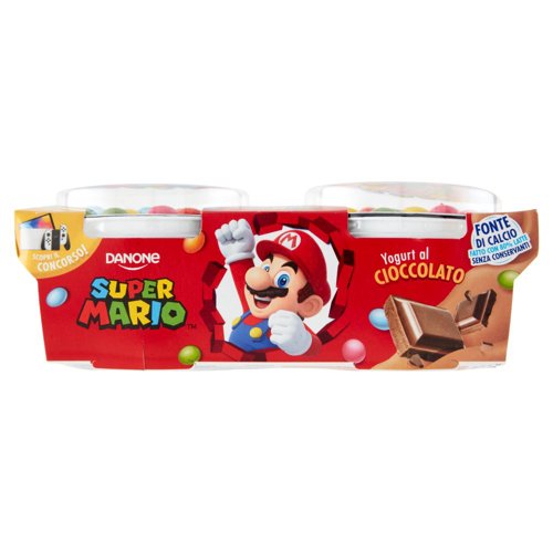 Danone Super Mario, Yogurt gusto Cioccolato con Confettini, 2x110g