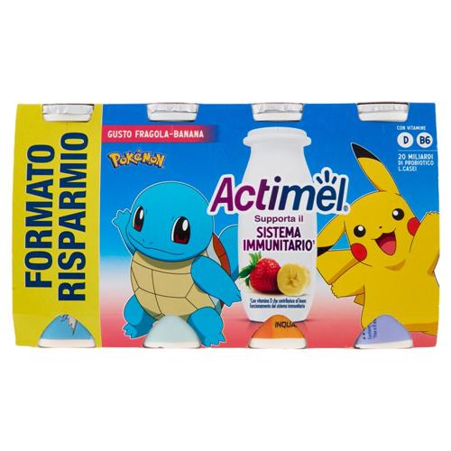 Actimel Play yogurt da bere per bambini arricchito di vitamine,gusto banana-fragola Disney100 8x100g