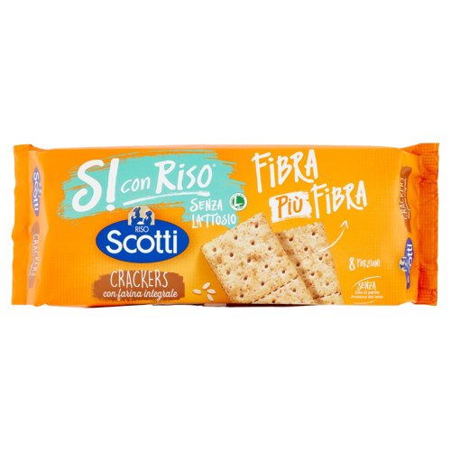 Riso Scotti Si con Riso Senza Lattosio Fibra Più Fibra Crackers con farina integrale 8 x 31,25 g