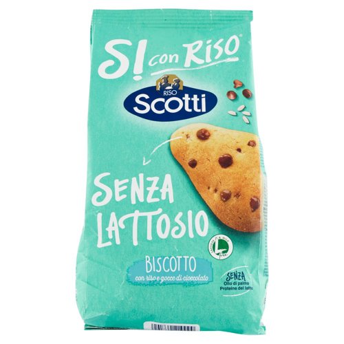 Riso Scotti Si con Riso Senza Lattosio Biscotto con riso e gocce di cioccolato 350 g