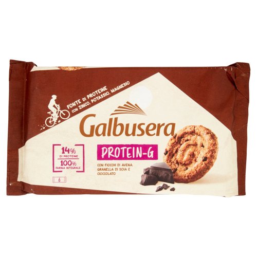 Galbusera Protein-G con Fiocchi di Avena, Granella di Soia e Cioccolato 6 x  50 g