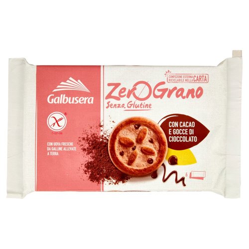 Galbusera ZeroGrano Senza Glutine con Cacao e Gocce di Cioccolato 6 x 36,7 g