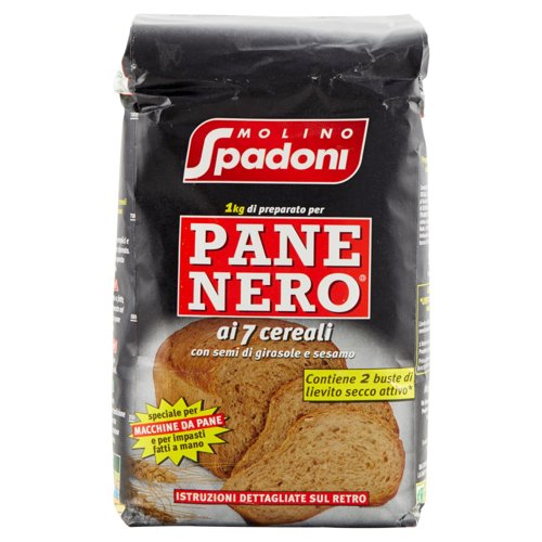 Molino Spadoni 1 kg di preparato per Pane Nero ai 7 cereali 1000 g