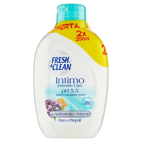 Fresh & Clean Intimo pH 5.5 con Antibatterico Naturale Timo e Propoli 2 x 200 ml