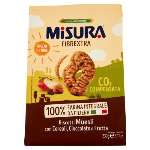 Misura Fibrextra Biscotti Muesli con Cereali, Cioccolato e Frutta 230 g