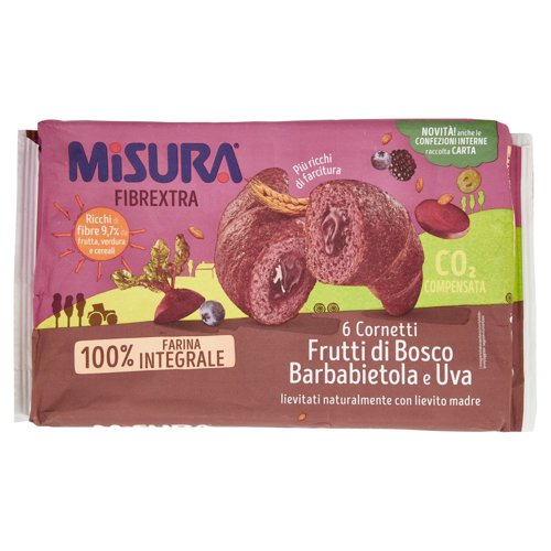 Misura Fibrextra 6 Cornetti Frutti di Bosco Barbabietola e Uva 308 g