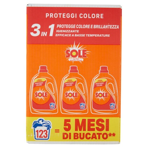 Sole Detersivo lavatrice Proteggi Colore 123 lavaggi 3 x 1,845 L