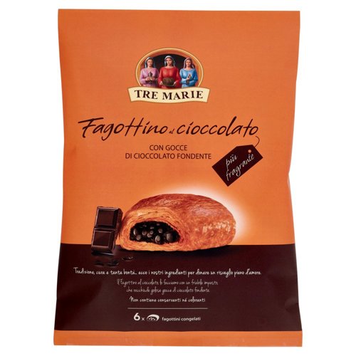 Tre Marie Fagottino al cioccolato con Gocce di Cioccolato Fondente 6 x 65 g