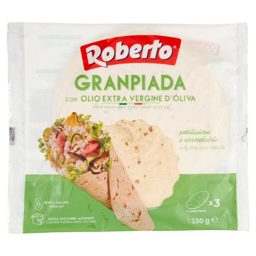 Roberto Granpiada con Olio Extra Vergine d'Oliva 3 Piadine 330 g