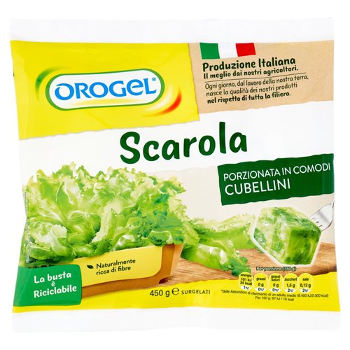 Orogel Scarola Porzionata in Comodi Cubellini Surgelati 450 g