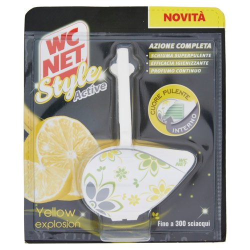 Wc Net - Tavoletta Style Active, Detergente Igienizzante Solido per WC, Yellow Explosion, 1 Pezzo