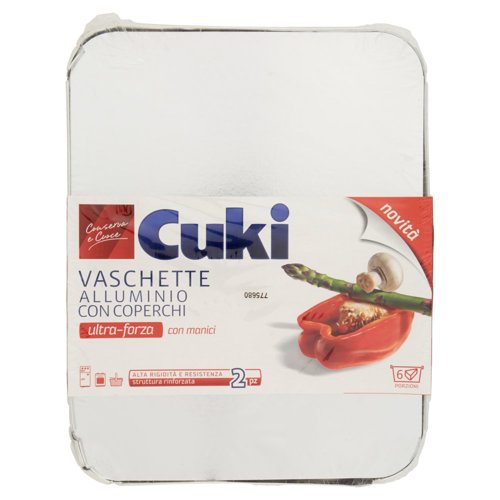 Cuki Conserva e Cuoce Vaschette Alluminio con Coperchi 6 porzioni 2 pz (RS90L)