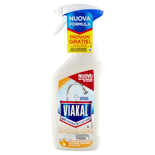 Viakal Detersivo Anticalcare Acciaio Cucina Spray 470 ml