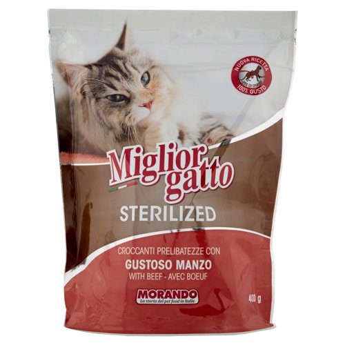 Migliorgatto Sterilized Croccanti Prelibatezze con Gustoso Manzo 400 g