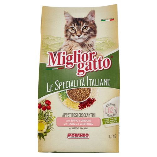 Migliorgatto Le Specialità Italiane Appetitosi Croccantini con Suino e Verdure Gatto Adulto 1,5 KG