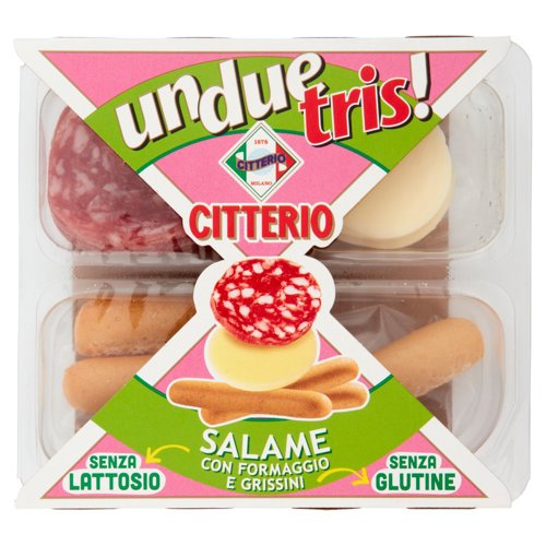 Citterio unduetris! Salame con Formaggio e Grissini Senza Lattosio Senza Glutine 80 g