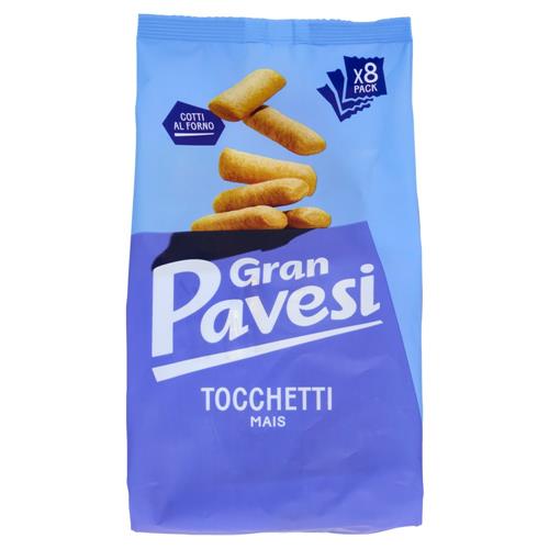 Gran Pavesi Snack Tocchetti, Snack al Mais Cotti al Forno, Senza Olio di Palma, 8 Pacchetti 256g