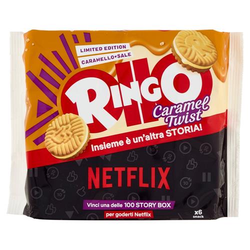 Ringo Caramel Twist Biscotto con Crema al Caramello Salato Snack 6 porz.165g Limited edition Netflix