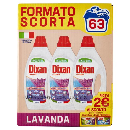 DIXAN Liquido Lavanda 3x21=63 Lavaggi 3 x 945 ml