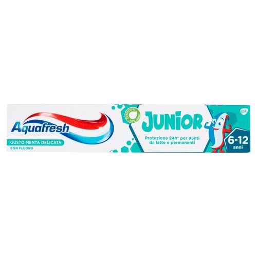 Aquafresh Junior Dentifricio Specifico per Bambini 6-12 anni con Fluoro Gusto Menta Delicata 75 ml