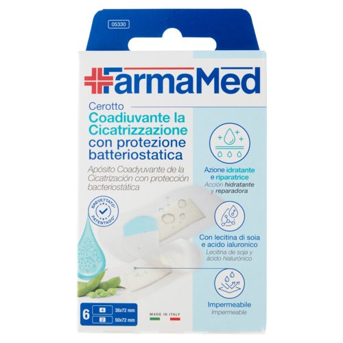 FarmaMed Cerotto Coadiuvante la Cicatrizzazione con protezione batteriostatica 6 pz