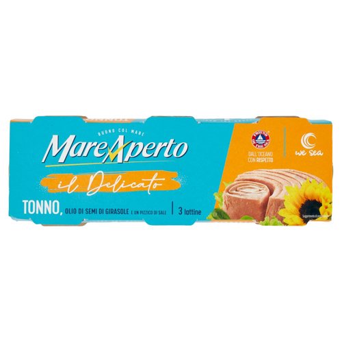 Mare Aperto il Delicato Tonno, Olio di Semi di Girasole e un Pizzico di Sale 3 x 70 g