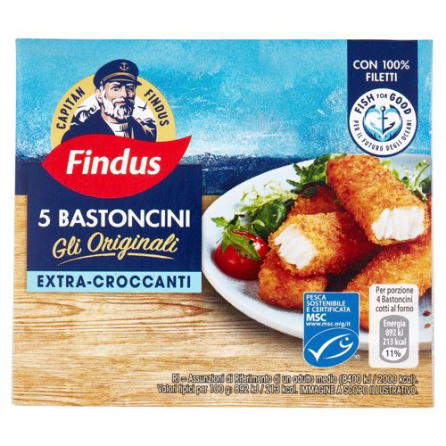Capitan Findus 5 Bastoncini con 100% Filetti di Merluzzo 125 g