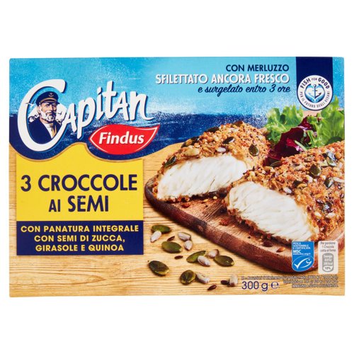 Capitan Findus 3 Croccole ai Semi con 100% Filetti di Merluzzo 300 g