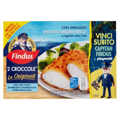 Capitan Findus 2 Croccole con 100% Filetti di Merluzzo - Le originali 216 g
