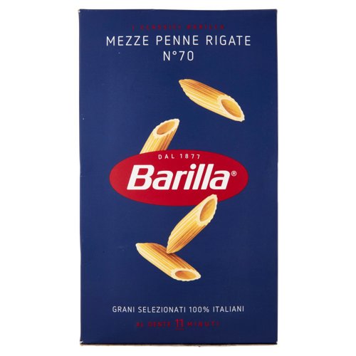 Barilla Pasta Mezze Penne Rigate n.70 100% Grano Italiano 500g